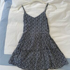 Subdued Navy Floral Mini Dress with Spaghetti Straps